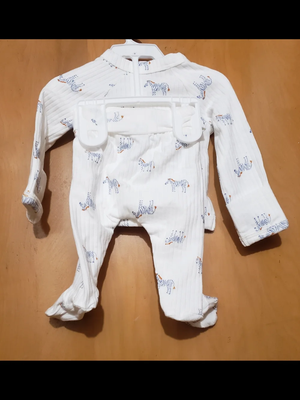 Carter's White Zebra-Print Footed Matching Set